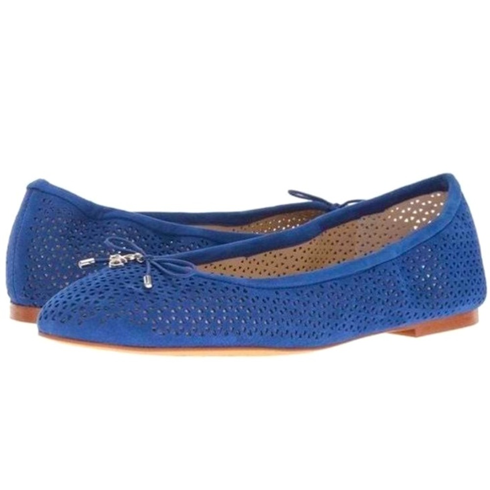 Sam Edelman Felicia Blue Suede Perforated ballet flats